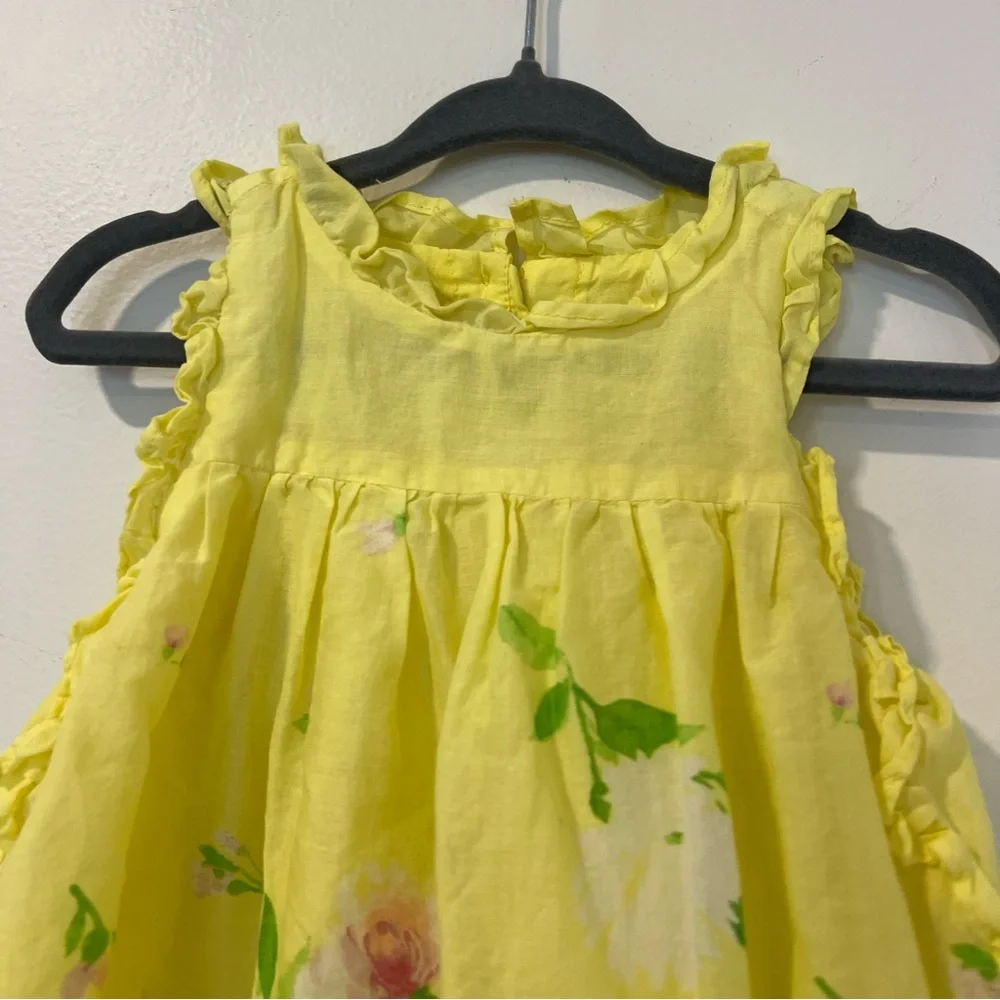 Janie & Jack yellow floral cotton ruffle dress size 2T